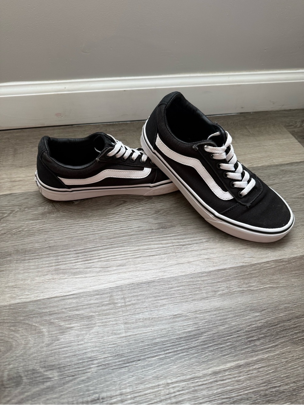 Vans Black Canvas Low-Top Sneakers with White Side Stripe